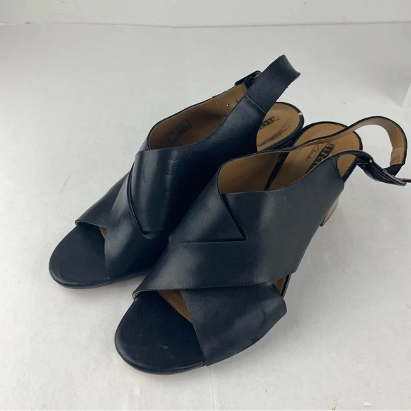 Clarks Collection Womens 9.5 Black Leather Deva Janie Open Toe Heeled Sandals - Picture 3 of 6